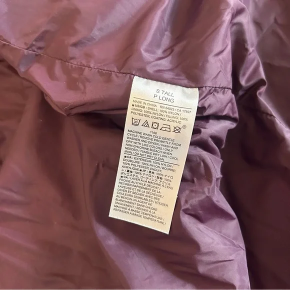 Banana Republic Dark Purple Long Hooded Oversized Puffer Jacket Sz Small Tall - Picture 7 of 10